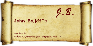 Jahn Baján névjegykártya